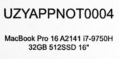APPLE MacBook Pro 16 A2141 i7-9750H 32GB 512SSD RADEON PRO 5300M 16" 3584x2240 UŻYWANY APPLE MacBook Pro 16 A2141 i7-9750H 32GB 512SSD RADEON PRO 5300M 16" 3584x2240 UŻYWANY