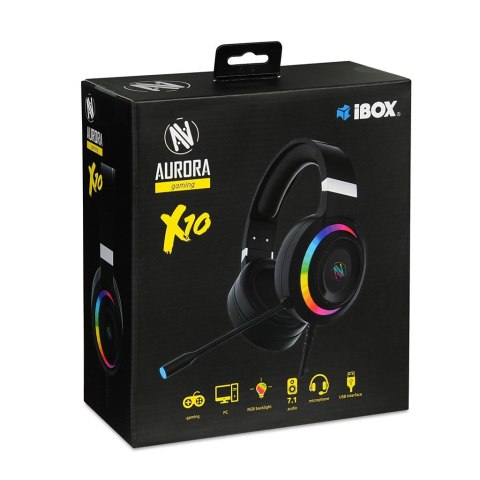 SŁUCHAWKI Z MIKROFONEM I-BOX X10 GAMING, USB 7.1, RGB SŁUCHAWKI Z MIKROFONEM I-BOX X10 GAMING, USB 7.1, RGB