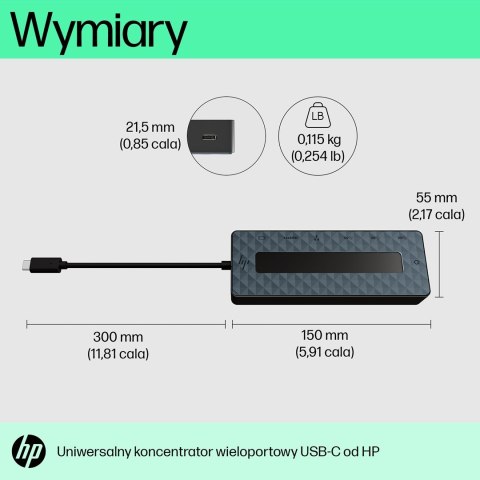 Stacja dokująca HP USB-C Universal Multiport Hub czarna 50H98AA Stacja dokująca HP USB-C Universal Multiport Hub czarna 50H98AA