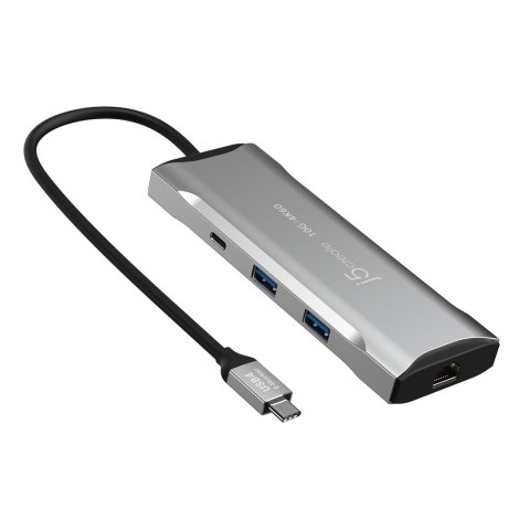 Stacja dokująca j5create 4K60 Elite USB-C 10Gbps Mini Dock 1x4K HDMI/2xUSB 3.1/2xUSB-C/Card Reader/1xRJ45 Gigabit; kolor srebrny Stacja dokująca j5create 4K60 Elite USB-C 10Gbps Mini Dock 1x4K HDMI/2xUSB 3.1/2xUSB-C/Card Reader/1xRJ45 Gigabit; kolor srebrny
