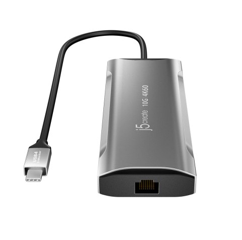 Stacja dokująca j5create 4K60 Elite USB-C 10Gbps Travel Dock 1x4K HDMI/2xUSB 3.1/1xUSB-C/1xRJ45 Gigabit; kolor srebrny JCD392-N Stacja dokująca j5create 4K60 Elite USB-C 10Gbps Travel Dock 1x4K HDMI/2xUSB 3.1/1xUSB-C/1xRJ45 Gigabit; kolor srebrny JCD392-N