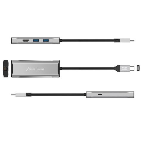 Stacja dokująca j5create 4K60 Elite USB-C 10Gbps Travel Dock 1x4K HDMI/2xUSB 3.1/1xUSB-C/1xRJ45 Gigabit; kolor srebrny JCD392-N Stacja dokująca j5create 4K60 Elite USB-C 10Gbps Travel Dock 1x4K HDMI/2xUSB 3.1/1xUSB-C/1xRJ45 Gigabit; kolor srebrny JCD392-N