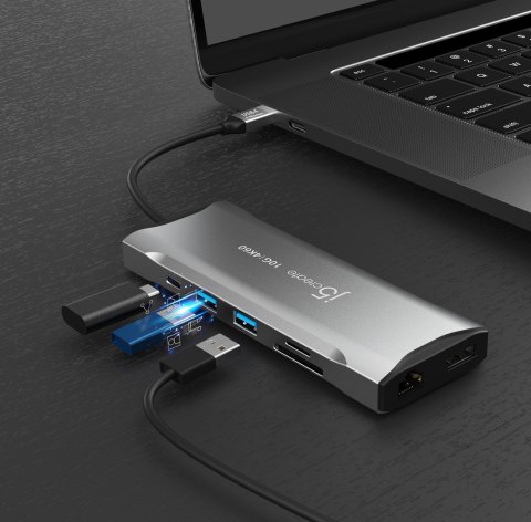 Stacja dokująca j5create 4K60 Elite USB-C Triple-Monitor 10Gbps Mini Dock 2x4K HDMI/1xDisplay Port/2xUSB 3.1/2xUSB-C/Card Reader Stacja dokująca j5create 4K60 Elite USB-C Triple-Monitor 10Gbps Mini Dock 2x4K HDMI/1xDisplay Port/2xUSB 3.1/2xUSB-C/Card Reader