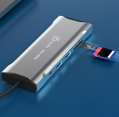 Stacja dokująca j5create 4K60 Elite USB-C Triple-Monitor 10Gbps Mini Dock 2x4K HDMI/1xDisplay Port/2xUSB 3.1/2xUSB-C/Card Reader Stacja dokująca j5create 4K60 Elite USB-C Triple-Monitor 10Gbps Mini Dock 2x4K HDMI/1xDisplay Port/2xUSB 3.1/2xUSB-C/Card Reader
