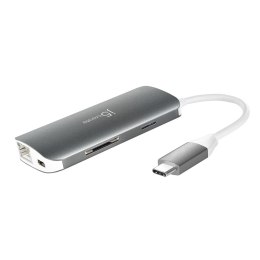 Stacja dokująca j5create USB-C Multi Adapter (9 function in 1) 1x4K HDMI/3xUSB 3.1/1xUSB-C/Card Reader/1xRJ45 Gigabit; kolor sre