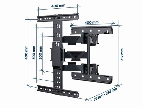 GEMIRD REGULOWANY UCHWYT ŚCIENNY LCD 32"-65" VESA MAX 400 X 400MM, DO 36KG GEMIRD REGULOWANY UCHWYT ŚCIENNY LCD 32"-65" VESA MAX 400 X 400MM, DO 36KG