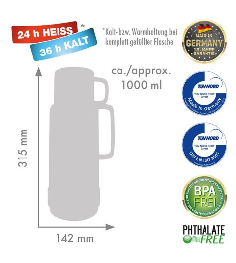 ROTPUNKT TERMOS SZKLANY POJ. 1,0 L, SILVER LIGHT ( ROTPUNKT TERMOS SZKLANY POJ. 1,0 L, SILVER LIGHT (