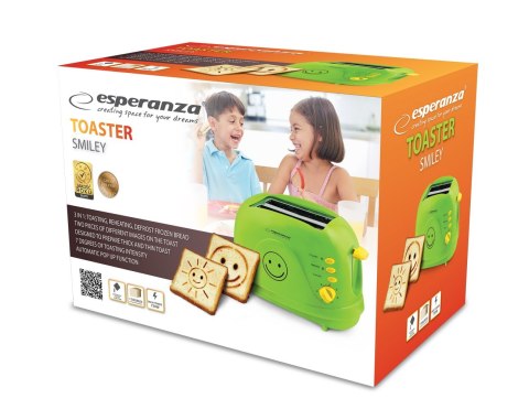 Toster Esperanza SMILEY EKT003 (750W; kolor zielony) Toster Esperanza SMILEY EKT003 (750W; kolor zielony)
