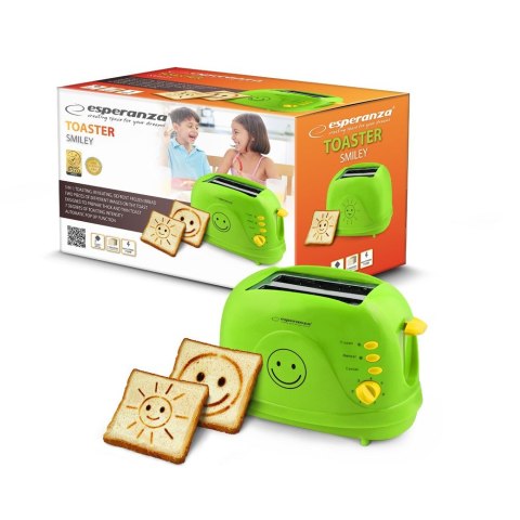 Toster Esperanza SMILEY EKT003 (750W; kolor zielony) Toster Esperanza SMILEY EKT003 (750W; kolor zielony)