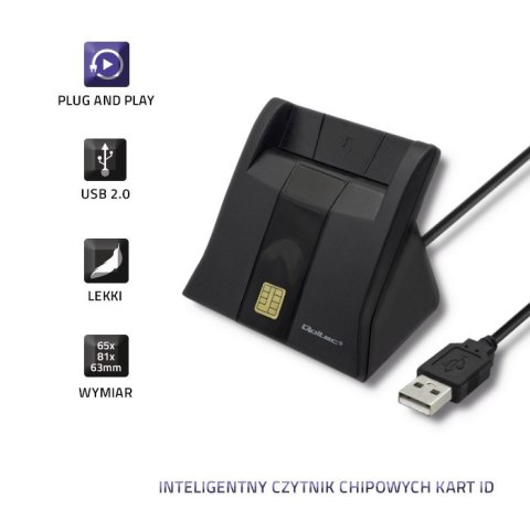 QOLTEC INTELIGENTNY CZYTNIK KART CHIPOWYCH ID, USB | PLUG&PLAY | PIONOWY QOLTEC INTELIGENTNY CZYTNIK KART CHIPOWYCH ID, USB | PLUG&PLAY | PIONOWY