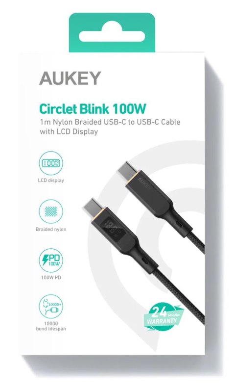 AUKEY CB-MCC102 KABEL USB-C QC PD 1.8M 5A 100W LED AUKEY CB-MCC102 KABEL USB-C QC PD 1.8M 5A 100W LED