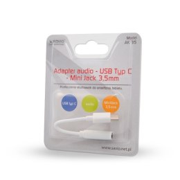 Adapter SAVIO AK-35 (Gniazdo typ C - Jack stereo 3,5 mm ; 0,12m; kolor biały)