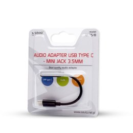 Adapter SAVIO AK-35/B (Gniazdo typ C - Jack stereo 3,5 mm ; 0,12m; kolor czarny)