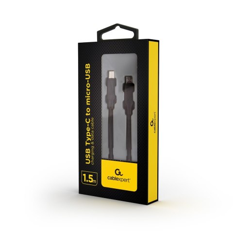 GEMBIRD KABEL USB TYPE-C(M) -> USB MICRO (M) ŁADOWANIE/TRANSMISJA DANYCH, 1.5M, CZARNY GEMBIRD KABEL USB TYPE-C(M) -> USB MICRO (M) ŁADOWANIE/TRANSMISJA DANYCH, 1.5M, CZARNY