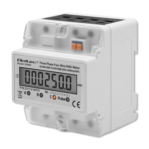 QOLTEC LICZNIK ZUŻYCIA ENERGII TRÓJFAZOWY NA SZYNĘ DIN | 230V | LCD | 4P QOLTEC LICZNIK ZUŻYCIA ENERGII TRÓJFAZOWY NA SZYNĘ DIN | 230V | LCD | 4P