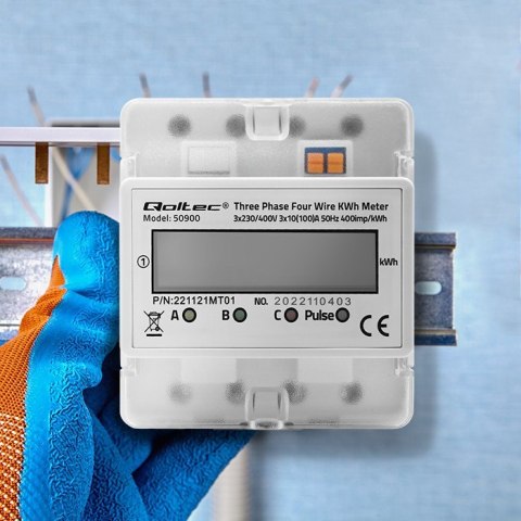 QOLTEC LICZNIK ZUŻYCIA ENERGII TRÓJFAZOWY NA SZYNĘ DIN | 230V | LCD | 4P QOLTEC LICZNIK ZUŻYCIA ENERGII TRÓJFAZOWY NA SZYNĘ DIN | 230V | LCD | 4P