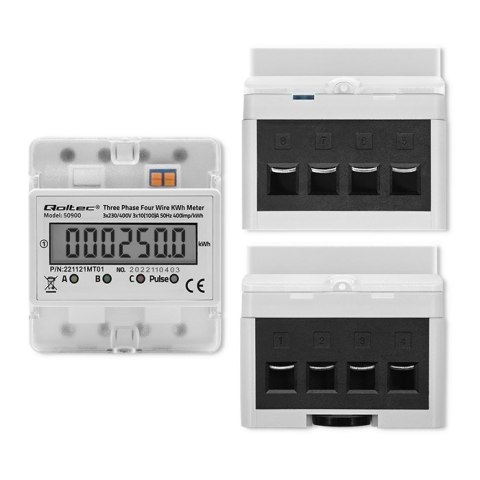 QOLTEC LICZNIK ZUŻYCIA ENERGII TRÓJFAZOWY NA SZYNĘ DIN | 230V | LCD | 4P QOLTEC LICZNIK ZUŻYCIA ENERGII TRÓJFAZOWY NA SZYNĘ DIN | 230V | LCD | 4P
