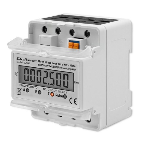 QOLTEC LICZNIK ZUŻYCIA ENERGII TRÓJFAZOWY NA SZYNĘ DIN | 230V | LCD | 4P QOLTEC LICZNIK ZUŻYCIA ENERGII TRÓJFAZOWY NA SZYNĘ DIN | 230V | LCD | 4P