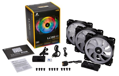 Wentylator Corsair Fan LL120 RGB 120mm PWM Triple Pack 3x120mm Black (CO-9050072-WW) Wentylator Corsair Fan LL120 RGB 120mm PWM Triple Pack 3x120mm Black (CO-9050072-WW)