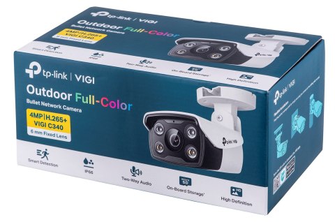 Kamera TP-LINK VIGI C340(6mm), Zewnętrzna, w pełni kolorowa kamera sieciowa VIGI typu Bullet, 4MP, Niezawodna klasa szczelności Kamera TP-LINK VIGI C340(6mm), Zewnętrzna, w pełni kolorowa kamera sieciowa VIGI typu Bullet, 4MP, Niezawodna klasa szczelności