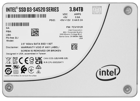 Dysk SSD Solidigm (Intel) S4520 3.84TB SATA 2.5" SSDSC2KB038TZ01 (DWPD up to 3)