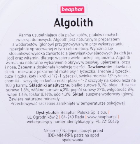 BEAPHAR Algolith mączka z alg morskich - preparat witaminowy dla zwierząt - 500 g BEAPHAR Algolith mączka z alg morskich - preparat witaminowy dla zwierząt - 500 g