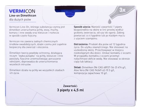 BEAPHAR VERMIcon Line-on Dog L - krople przeciw pasożytom dla psa - 3x 4,5ml BEAPHAR VERMIcon Line-on Dog L - krople przeciw pasożytom dla psa - 3x 4,5ml