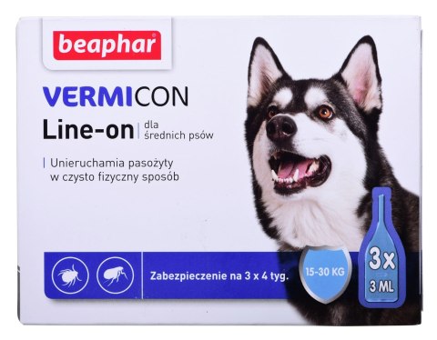 BEAPHAR VERMIcon Line-on Dog M - krople przeciw pasożytom dla psa - 3x 3ml BEAPHAR VERMIcon Line-on Dog M - krople przeciw pasożytom dla psa - 3x 3ml