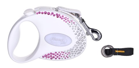 FLEXI Glam Composition z kryształkami Swarovskiego rozm. S - smycz automatyczna - 3 m - biała FLEXI Glam Composition z kryształkami Swarovskiego rozm. S - smycz automatyczna - 3 m - biała