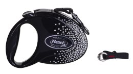 FLEXI Glam Splash Crystal z kryształkami Swarovskiego rozm. M - smycz automatyczna - 5 m - czarna