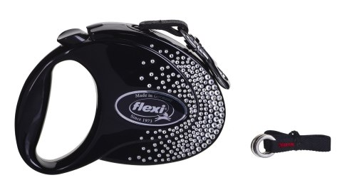 FLEXI Glam Splash Crystal z kryształkami Swarovskiego rozm. M - smycz automatyczna - 5 m - czarna FLEXI Glam Splash Crystal z kryształkami Swarovskiego rozm. M - smycz automatyczna - 5 m - czarna