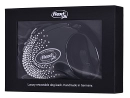 FLEXI Glam Splash Crystal z kryształkami Swarovskiego rozm. M - smycz automatyczna - 5 m - czarna