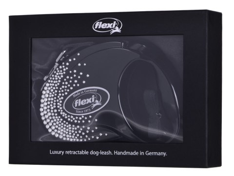 FLEXI Glam Splash Crystal z kryształkami Swarovskiego rozm. M - smycz automatyczna - 5 m - czarna FLEXI Glam Splash Crystal z kryształkami Swarovskiego rozm. M - smycz automatyczna - 5 m - czarna