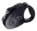 FLEXI Glam Splash Crystal z kryształkami Swarovskiego rozm. M - smycz automatyczna - 5 m - czarna