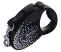 FLEXI Glam Splash Crystal z kryształkami Swarovskiego rozm. S - smycz automatyczna - 3 m - czarna