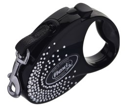 FLEXI Glam Splash Crystal z kryształkami Swarovskiego rozm. S - smycz automatyczna - 3 m - czarna