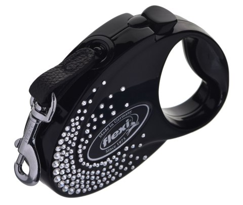 FLEXI Glam Splash Crystal z kryształkami Swarovskiego rozm. S - smycz automatyczna - 3 m - czarna FLEXI Glam Splash Crystal z kryształkami Swarovskiego rozm. S - smycz automatyczna - 3 m - czarna