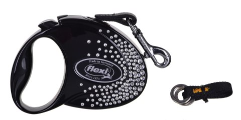 FLEXI Glam Splash Crystal z kryształkami Swarovskiego rozm. S - smycz automatyczna - 3 m - czarna FLEXI Glam Splash Crystal z kryształkami Swarovskiego rozm. S - smycz automatyczna - 3 m - czarna