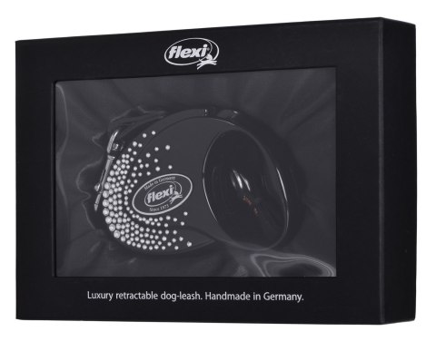 FLEXI Glam Splash Crystal z kryształkami Swarovskiego rozm. S - smycz automatyczna - 3 m - czarna FLEXI Glam Splash Crystal z kryształkami Swarovskiego rozm. S - smycz automatyczna - 3 m - czarna