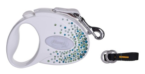 FLEXI Glam Splash Leaf z kryształkami Swarovskiego rozm. S - smycz automatyczna - 3 m - biała FLEXI Glam Splash Leaf z kryształkami Swarovskiego rozm. S - smycz automatyczna - 3 m - biała