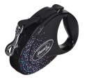 FLEXI Glam Splash Mystic z kryształkami Swarovskiego rozm. M - smycz automatyczna - 5 m - czarna