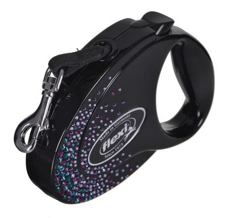 FLEXI Glam Splash Mystic z kryształkami Swarovskiego rozm. M - smycz automatyczna - 5 m - czarna FLEXI Glam Splash Mystic z kryształkami Swarovskiego rozm. M - smycz automatyczna - 5 m - czarna