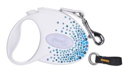 FLEXI Glam Splash Ocean z kryształkami Swarovskiego rozm. S - smycz automatyczna - 3 m - biała
