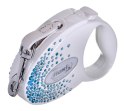 FLEXI Glam Splash Ocean z kryształkami Swarovskiego rozm. S - smycz automatyczna - 3 m - biała