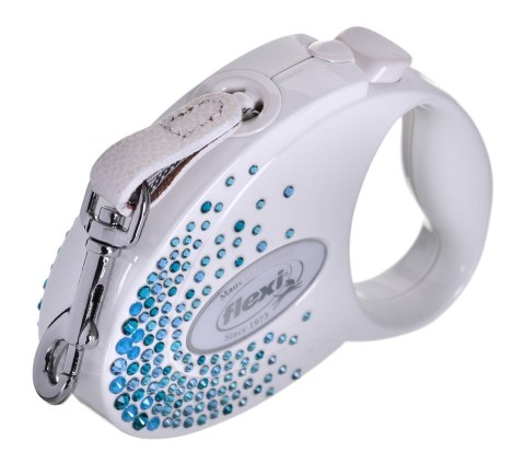 FLEXI Glam Splash Ocean z kryształkami Swarovskiego rozm. S - smycz automatyczna - 3 m - biała FLEXI Glam Splash Ocean z kryształkami Swarovskiego rozm. S - smycz automatyczna - 3 m - biała