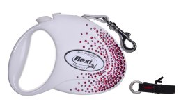 FLEXI Glam Splash Pink z kryształkami Swarovskiego rozm. M - smycz automatyczna - 5 m - biała
