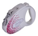 FLEXI Glam Splash Pink z kryształkami Swarovskiego rozm. M - smycz automatyczna - 5 m - biała