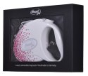 FLEXI Glam Splash Pink z kryształkami Swarovskiego rozm. M - smycz automatyczna - 5 m - biała