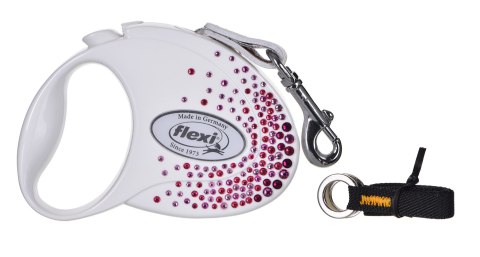 FLEXI Glam Splash Pink z kryształkami Swarovskiego rozm. S - smycz automatyczna - 3 m - biała FLEXI Glam Splash Pink z kryształkami Swarovskiego rozm. S - smycz automatyczna - 3 m - biała