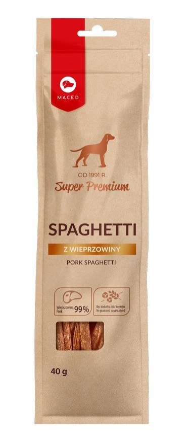 MACED Spaghetti z wieprzowiny - przysmak dla psa - 40 g MACED Spaghetti z wieprzowiny - przysmak dla psa - 40 g